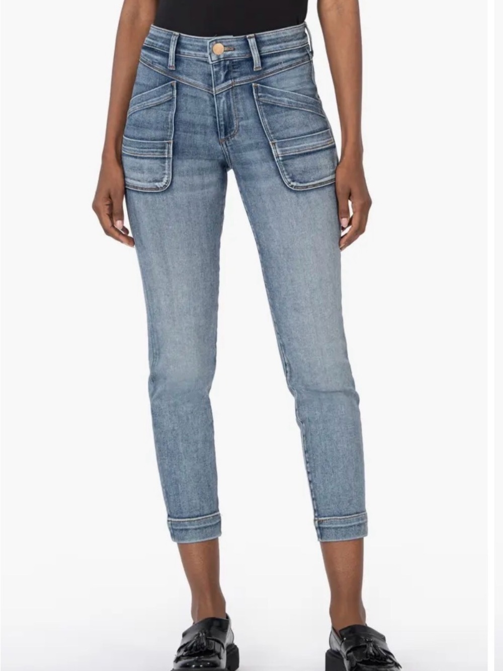 Kut from the Kloth Reese High Waist Crop Skinny Jeans. Size 4